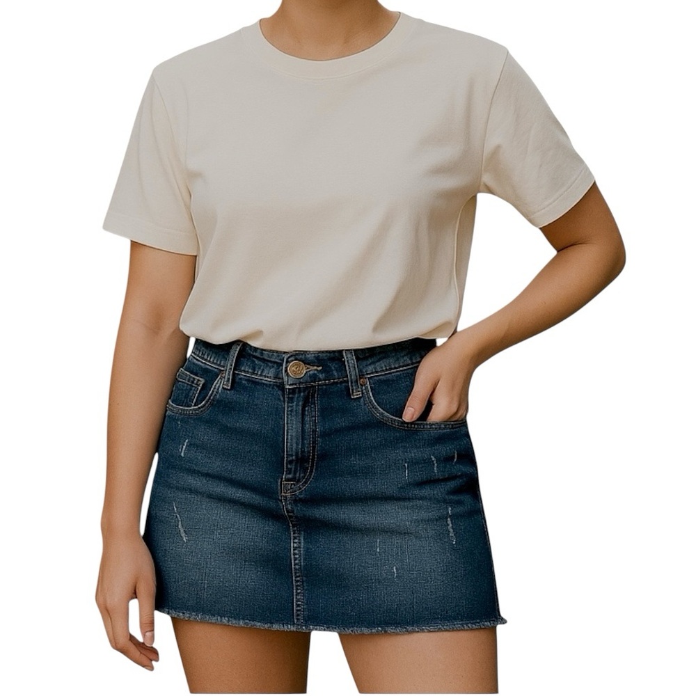 Denim Micro Mini Skirt Womens XS Jr 3 Vigoss Stretch Distressed 2000s Club EUC